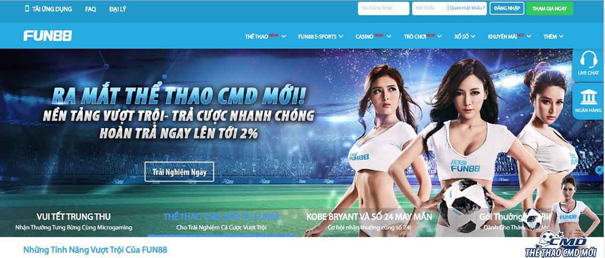 Giao diện website Fun88